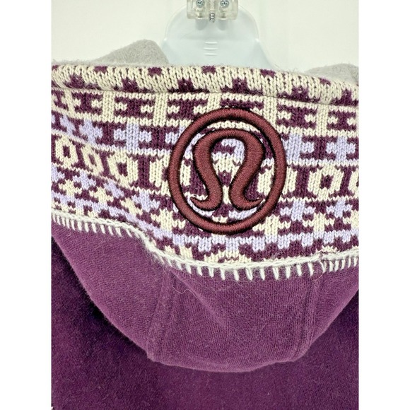 Lululemon Special Edition Fair Isle Knit Sweater Scuba Hoodie Womens Sz 6 Plum - Picture 5 of 12